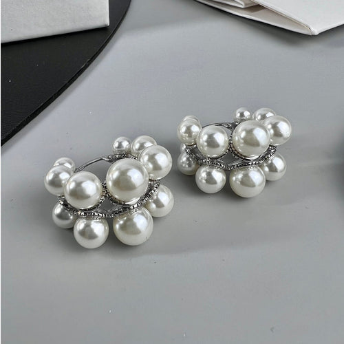 Celine Two-Rows Pearl 18K Gold Earrings